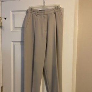 Beige Lined Pleated Pants